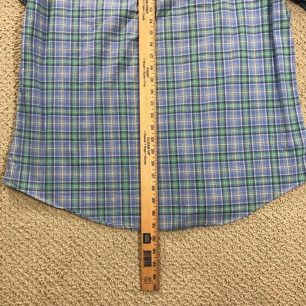 Ralph Lauren Mens XL‎ Custom Fit Plaid Button Down Shirt Blue Green Long Sleeve